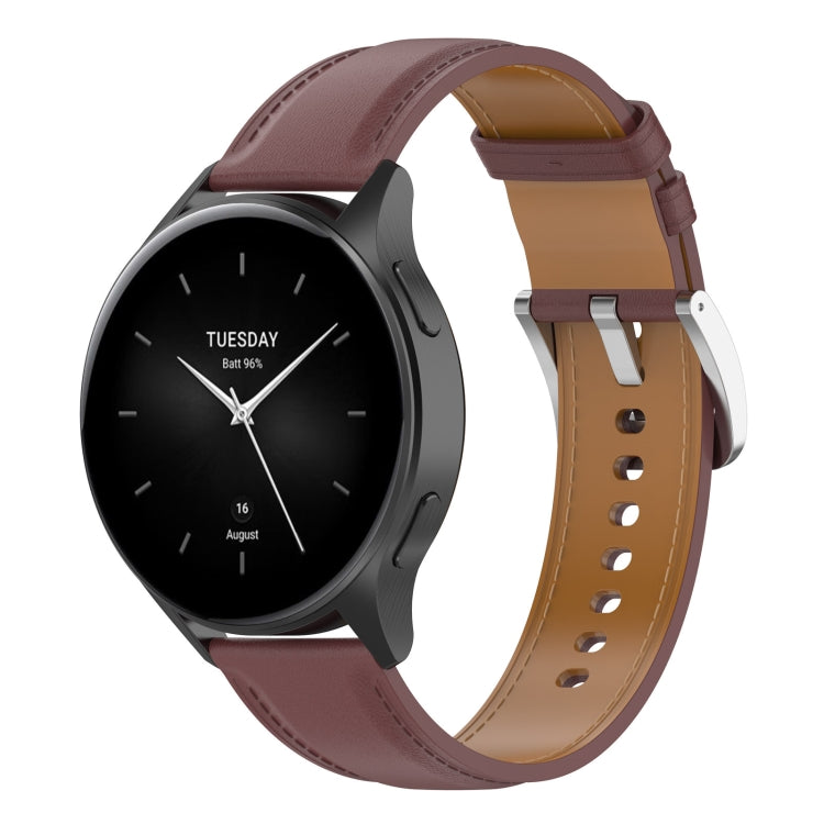 For Xiaomi Watch 2 22mm Genuine Leather Watch Band(Dark Brown) - Watch Bands by PMC Jewellery | Online Shopping South Africa | PMC Jewellery