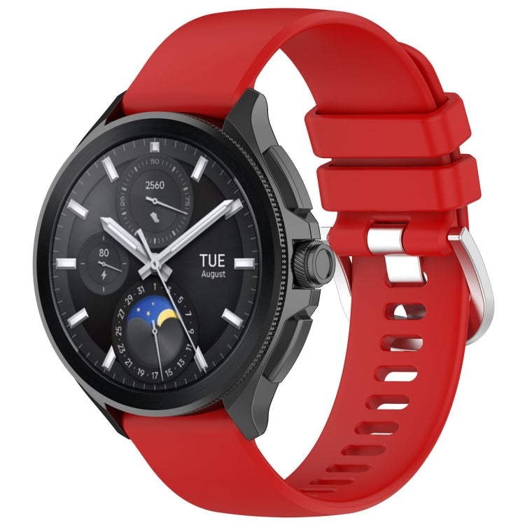 For Xiaomi Watch 2 Liquid Glossy Silver Buckle Silicone Watch Band(Red) - Watch Bands by PMC Jewellery | Online Shopping South Africa | PMC Jewellery