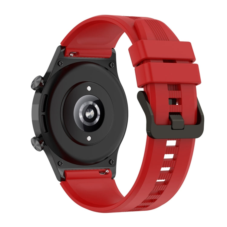 For Honor Watch GS 4 Striped Stainless Steel Buckle Silicone Watch Band(Red) - Watch Bands by PMC Jewellery | Online Shopping South Africa | PMC Jewellery