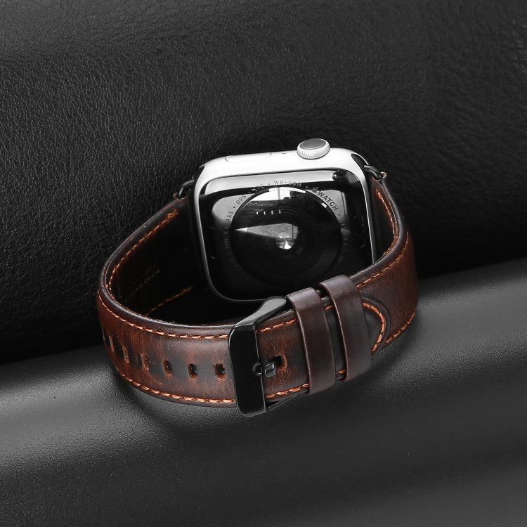 For Apple Watch Ultra 49mm DUX DUCIS Business Genuine Leather Watch Strap(Coffee) - Watch Bands by DUX DUCIS | Online Shopping South Africa | PMC TechLife | Buy Now Pay Later Mobicred