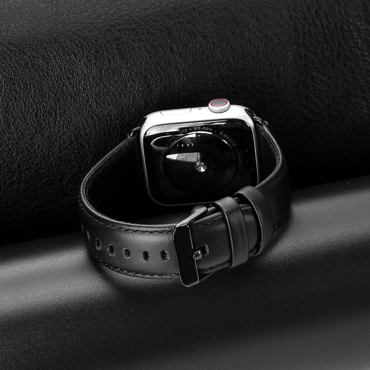 For Apple Watch Series 8 41mm DUX DUCIS Business Genuine Leather Watch Strap(Black) - Watch Bands by DUX DUCIS | Online Shopping South Africa | PMC TechLife | Buy Now Pay Later Mobicred