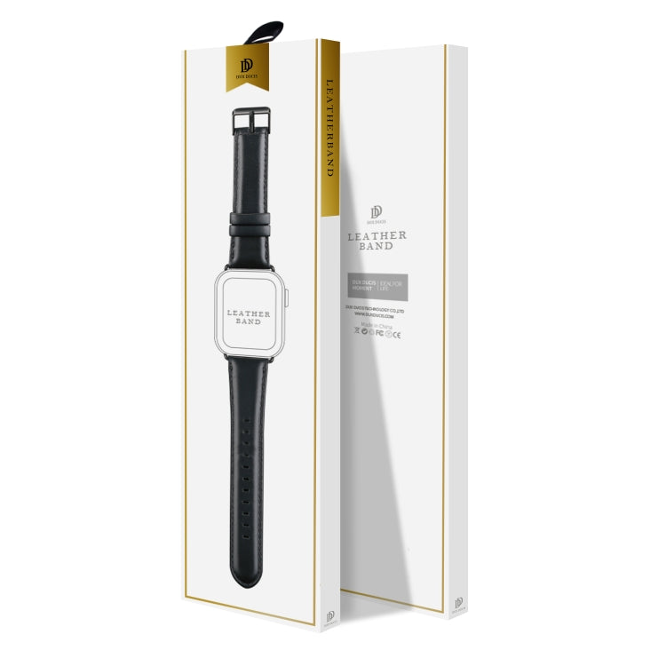 For Apple Watch SE 40mm DUX DUCIS Business Genuine Leather Watch Strap(Black) - Watch Bands by DUX DUCIS | Online Shopping South Africa | PMC TechLife | Buy Now Pay Later Mobicred