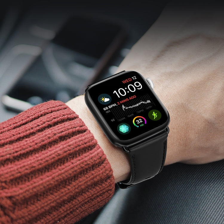 For Apple Watch Series 2 42mm DUX DUCIS Business Genuine Leather Watch Strap(Black) - Watch Bands by DUX DUCIS | Online Shopping South Africa | PMC TechLife | Buy Now Pay Later Mobicred