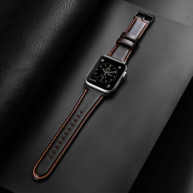 For Apple Watch Series 2 42mm DUX DUCIS Business Genuine Leather Watch Strap(Coffee) - Watch Bands by DUX DUCIS | Online Shopping South Africa | PMC TechLife | Buy Now Pay Later Mobicred