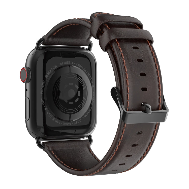 For Apple Watch Series 2 38mm DUX DUCIS Business Genuine Leather Watch Strap(Coffee) - Watch Bands by DUX DUCIS | Online Shopping South Africa | PMC TechLife | Buy Now Pay Later Mobicred