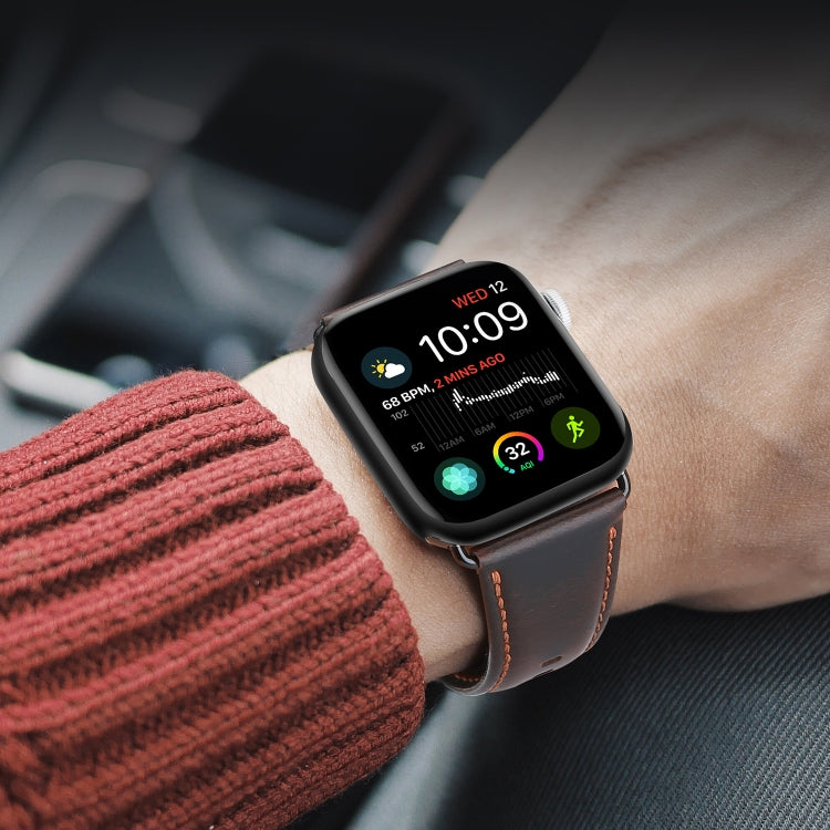 For Apple Watch Series 2 38mm DUX DUCIS Business Genuine Leather Watch Strap(Coffee) - Watch Bands by DUX DUCIS | Online Shopping South Africa | PMC TechLife | Buy Now Pay Later Mobicred