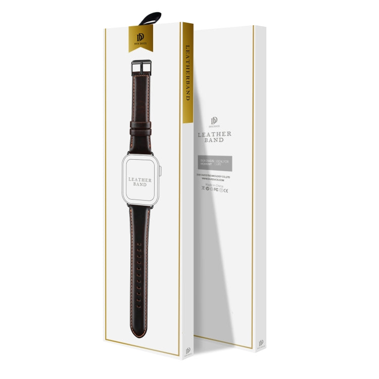For Apple Watch 38mm DUX DUCIS Business Genuine Leather Watch Strap(Coffee) - Watch Bands by DUX DUCIS | Online Shopping South Africa | PMC TechLife | Buy Now Pay Later Mobicred