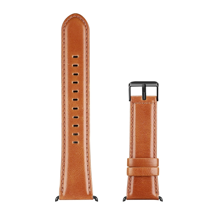 For Apple Watch 38mm DUX DUCIS Business Genuine Leather Watch Strap(Khaki) - Watch Bands by DUX DUCIS | Online Shopping South Africa | PMC TechLife | Buy Now Pay Later Mobicred