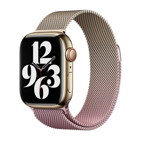 For Apple Watch Series 9 45mm Milan Gradient Loop Magnetic Buckle Watch Band(Gold Light Pink) - Watch Bands by PMC Jewellery | Online Shopping South Africa | PMC Jewellery