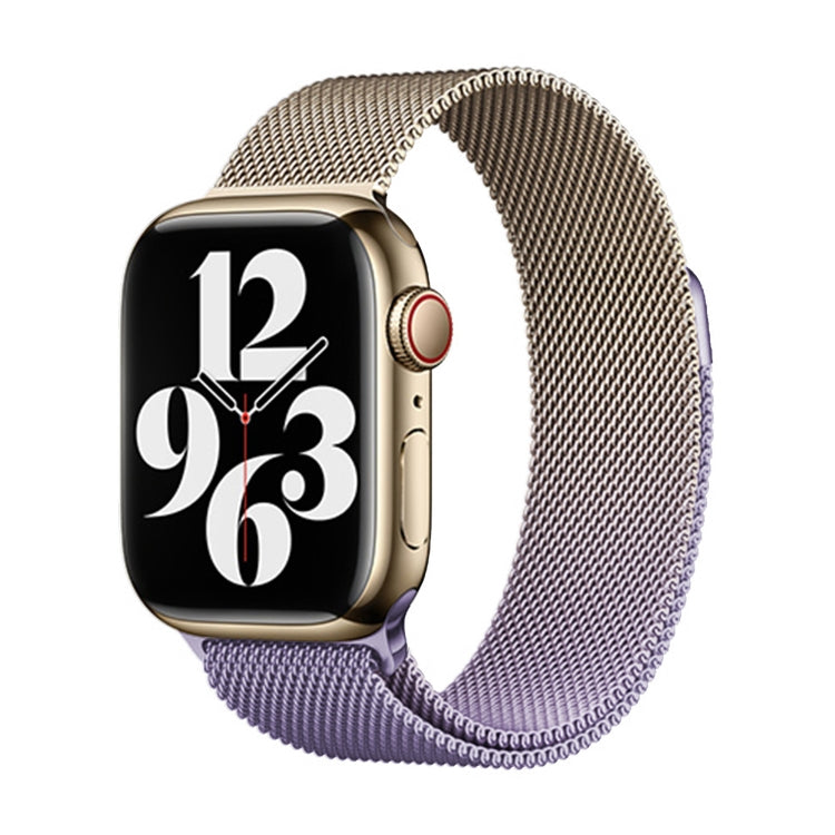 For Apple Watch Series 4 40mm Milan Gradient Loop Magnetic Buckle Watch Band(Gold Lavender) - Watch Bands by PMC Jewellery | Online Shopping South Africa | PMC Jewellery