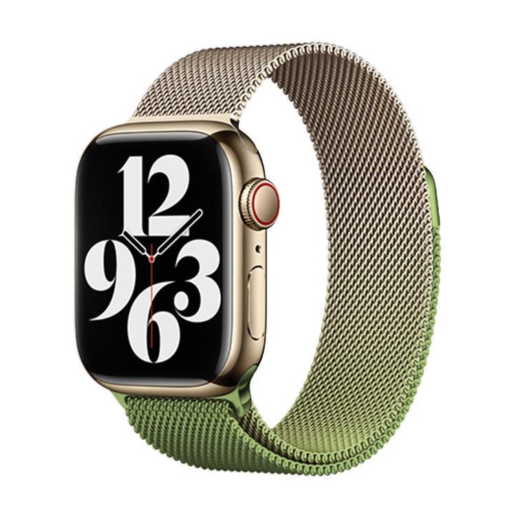 For Apple Watch Series 3 42mm Milan Gradient Loop Magnetic Buckle Watch Band(Gold Green) - Watch Bands by PMC Jewellery | Online Shopping South Africa | PMC Jewellery