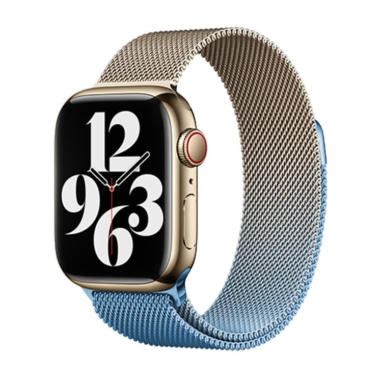 For Apple Watch Series 2 42mm Milan Gradient Loop Magnetic Buckle Watch Band(Gold Blue) - Watch Bands by PMC TechLife | Online Shopping South Africa | PMC TechLife