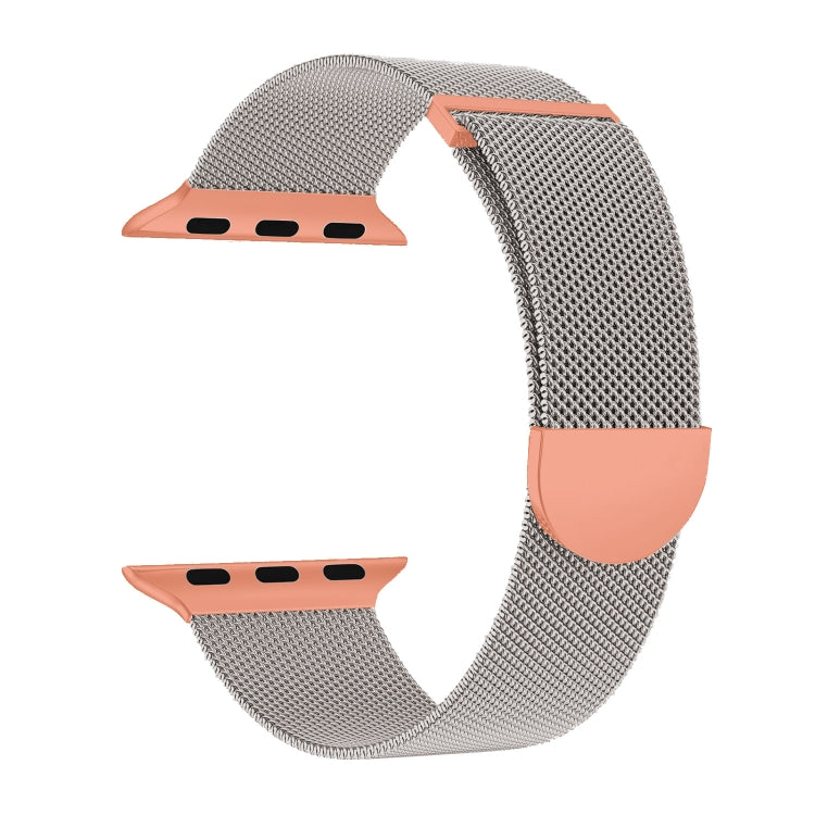 For Apple Watch SE 2022 40mm Two Color Milanese Loop Magnetic Watch Band(Starlight Orange) - Watch Bands by PMC Jewellery | Online Shopping South Africa | PMC Jewellery