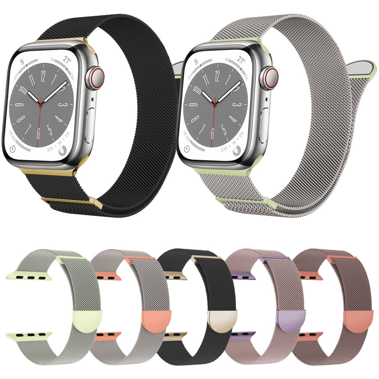 For Apple Watch Series 4 40mm Two Color Milanese Loop Magnetic Watch Band(Pink Purple) - Watch Bands by PMC Jewellery | Online Shopping South Africa | PMC Jewellery