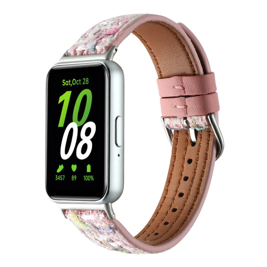 For Samsung Galaxy Fit 3 Woolen Leather Watch Band(Pink) - Watch Bands by PMC Jewellery | Online Shopping South Africa | PMC Jewellery