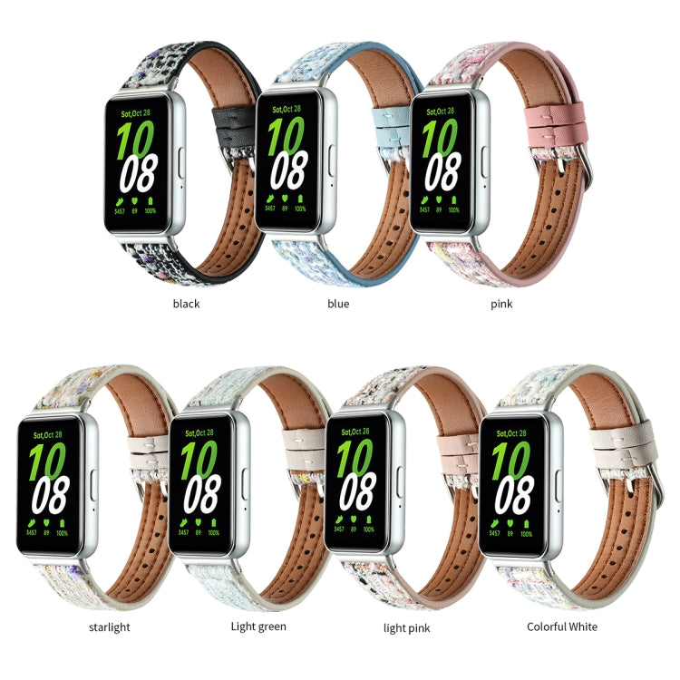 For Samsung Galaxy Fit 3 Woolen Leather Watch Band(Colorful White) - Watch Bands by PMC TechLife | Online Shopping South Africa | PMC TechLife