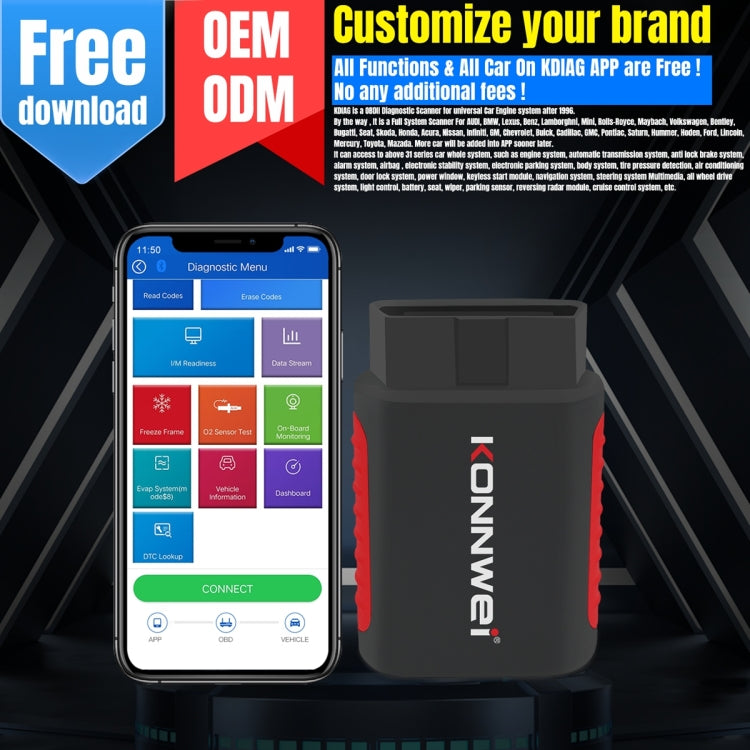 KONNWEI K DIAG Car OBDII Full System Diagnostic Scanner(Black Red) - Code Readers & Scan Tools by KONNWEI | Online Shopping South Africa | PMC Jewellery