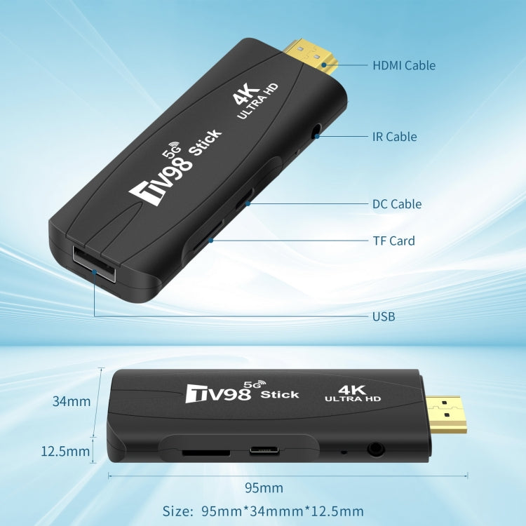 TV98 Rockchip 3228A Quad Core 4K HD Bluetooth Android TV Stick, RAM:4GB+32GB(UK Plug) - Android TV Sticks by PMC TechLife | Online Shopping South Africa | PMC TechLife | Buy Now Pay Later Mobicred