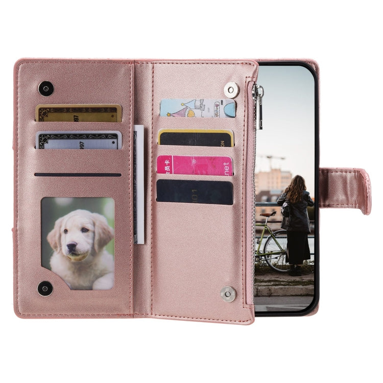 For Google Pixel 7a Glitter Lattice Zipper Wallet Leather Phone Case(Rose Gold) - Google Cases by PMC TechLife | Online Shopping South Africa | PMC TechLife | Buy Now Pay Later Mobicred