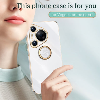 For Huawei Pura 70 Pro / Pura 70 Pro+ XINLI Straight 6D Plating Gold Edge TPU Shockproof Case with Ring Holder(White) - Huawei Cases by XINLI | Online Shopping South Africa | PMC Jewellery | Buy Now Pay Later Mobicred