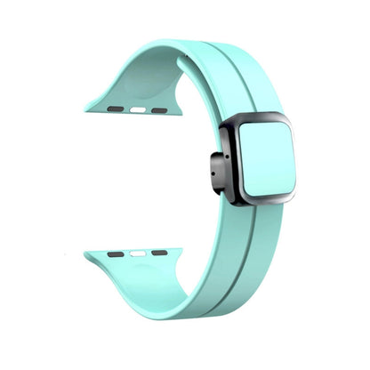 For Apple Watch Ultra 2 49mm Magnetic Square Buckle Silicone Watch Band(Sapphire Blue) - Watch Bands by PMC Jewellery | Online Shopping South Africa | PMC Jewellery