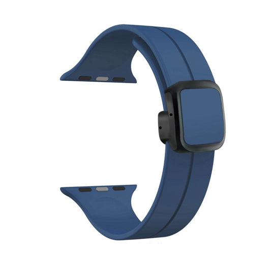 For Apple Watch Ultra 2 49mm Magnetic Square Buckle Silicone Watch Band(Midnight Blue) - Watch Bands by PMC Jewellery | Online Shopping South Africa | PMC Jewellery