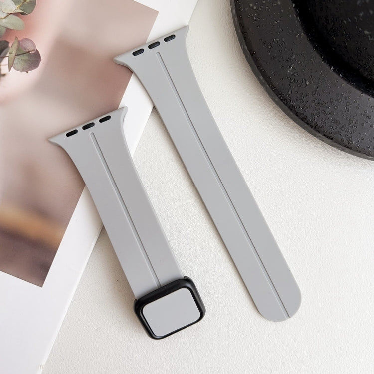 For Apple Watch Series 9 41mm Magnetic Square Buckle Silicone Watch Band(Cloud Gray) - Watch Bands by PMC TechLife | Online Shopping South Africa | PMC TechLife