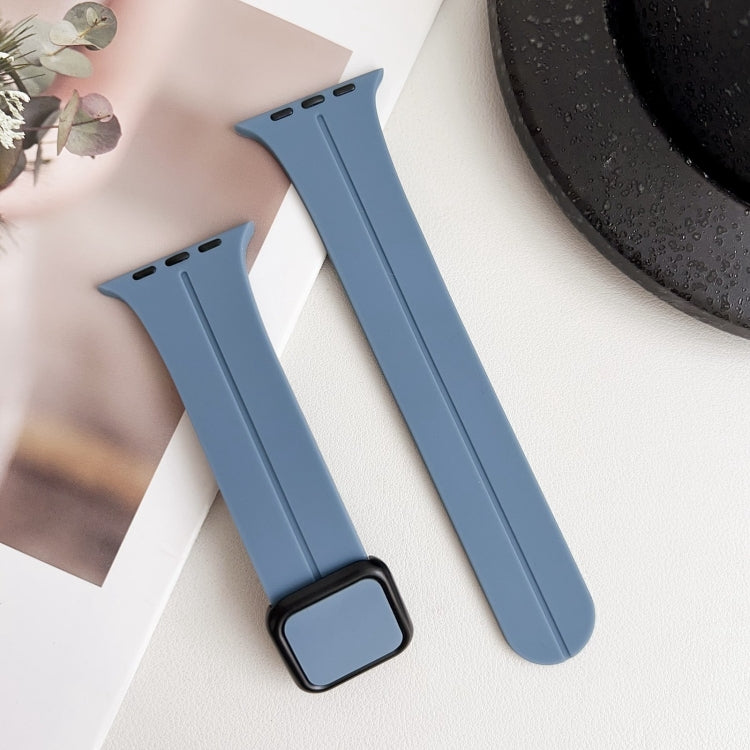 For Apple Watch Ultra 49mm Magnetic Square Buckle Silicone Watch Band(Blue) - Watch Bands by PMC Jewellery | Online Shopping South Africa | PMC Jewellery