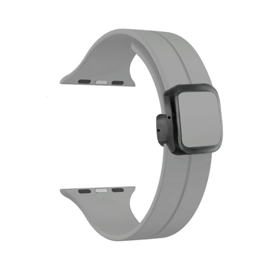 For Apple Watch Ultra 49mm Magnetic Square Buckle Silicone Watch Band(Cloud Gray) - Watch Bands by PMC Jewellery | Online Shopping South Africa | PMC Jewellery