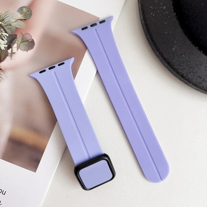 For Apple Watch SE 2022 40mm Magnetic Square Buckle Silicone Watch Band(Lilacs Purple) - Watch Bands by PMC Jewellery | Online Shopping South Africa | PMC Jewellery