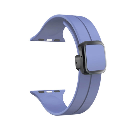 For Apple Watch Series 7 41mm Magnetic Square Buckle Silicone Watch Band(Lilacs Purple) - Watch Bands by PMC Jewellery | Online Shopping South Africa | PMC Jewellery