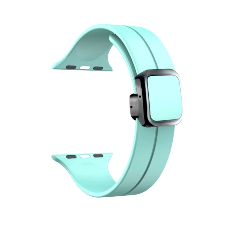 For Apple Watch Series 7 45mm Magnetic Square Buckle Silicone Watch Band(Sapphire Blue) - Watch Bands by PMC Jewellery | Online Shopping South Africa | PMC Jewellery