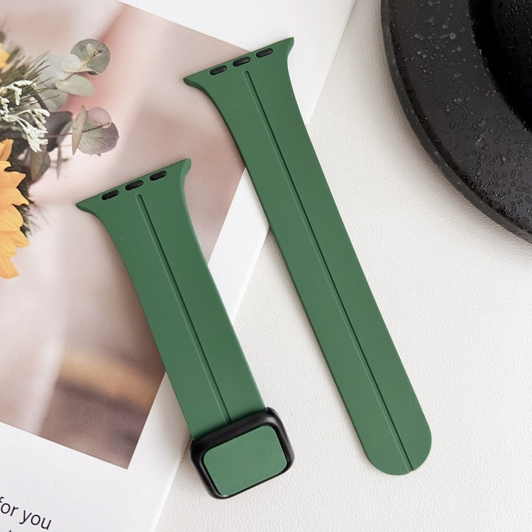 For Apple Watch SE 40mm Magnetic Square Buckle Silicone Watch Band(Alfalfa) - Watch Bands by PMC Jewellery | Online Shopping South Africa | PMC Jewellery