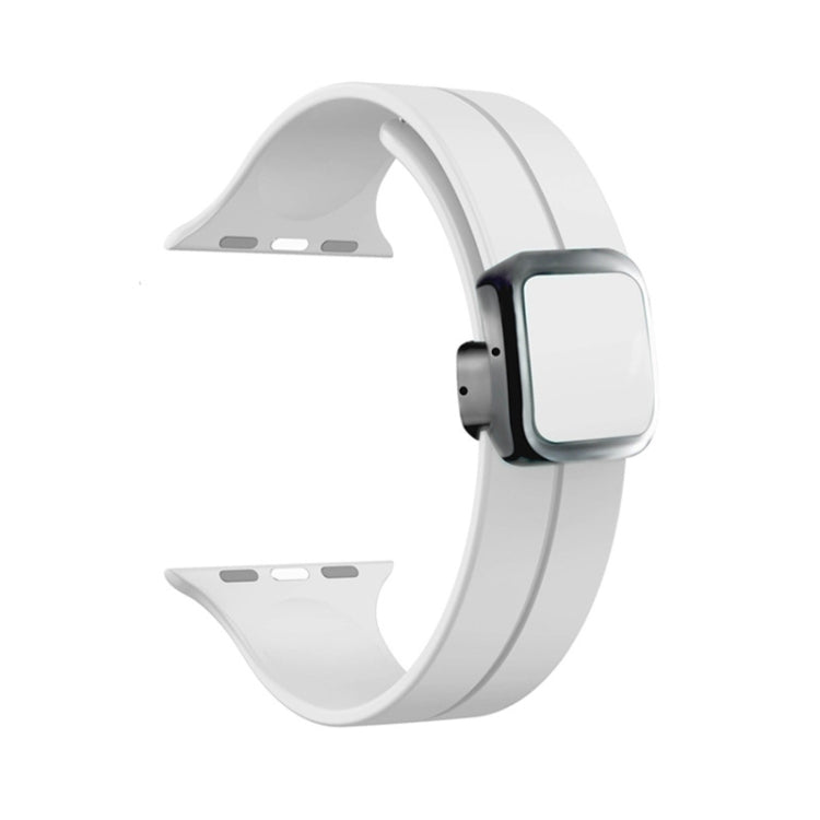 For Apple Watch SE 44mm Magnetic Square Buckle Silicone Watch Band(White) - Watch Bands by PMC TechLife | Online Shopping South Africa | PMC TechLife