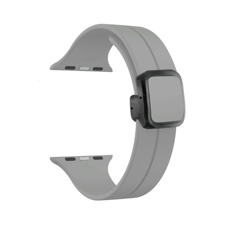 For Apple Watch SE 44mm Magnetic Square Buckle Silicone Watch Band(Cloud Gray) - Watch Bands by PMC TechLife | Online Shopping South Africa | PMC TechLife