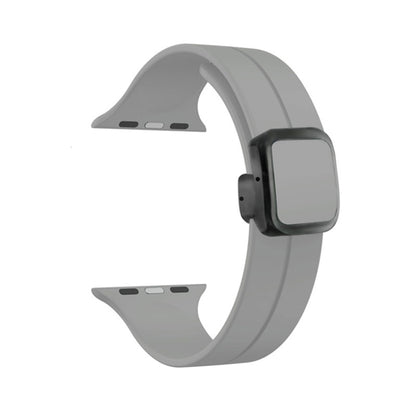 For Apple Watch Series 6 44mm Magnetic Square Buckle Silicone Watch Band(Cloud Gray) - Watch Bands by PMC Jewellery | Online Shopping South Africa | PMC Jewellery