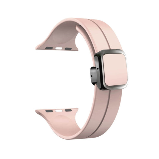 For Apple Watch Series 3 38mm Magnetic Square Buckle Silicone Watch Band(Sand Pink) - Watch Bands by PMC Jewellery | Online Shopping South Africa | PMC Jewellery