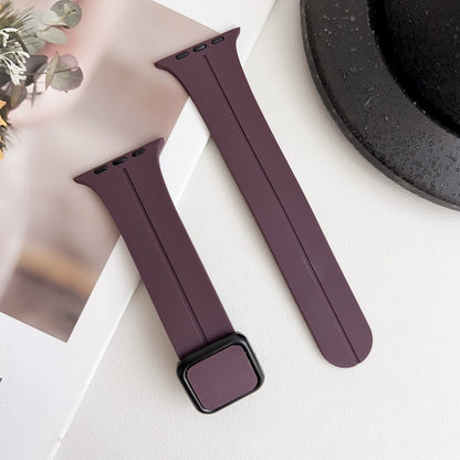 For Apple Watch Series 3 38mm Magnetic Square Buckle Silicone Watch Band(Fruit Purple) - Watch Bands by PMC Jewellery | Online Shopping South Africa | PMC Jewellery