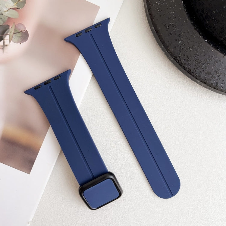 For Apple Watch Series 2 42mm Magnetic Square Buckle Silicone Watch Band(Midnight Blue) - Watch Bands by PMC Jewellery | Online Shopping South Africa | PMC Jewellery