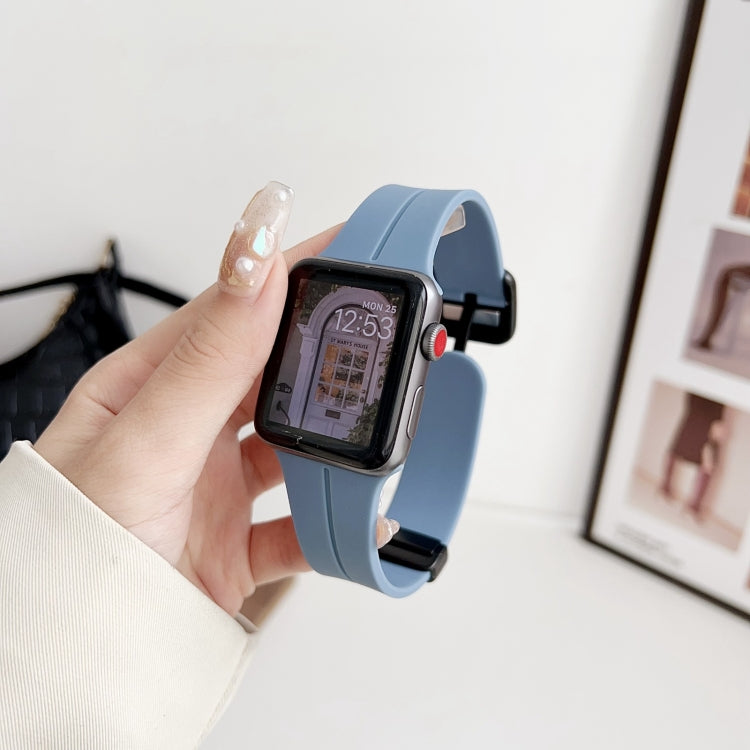 For Apple Watch Series 2 38mm Magnetic Square Buckle Silicone Watch Band(Blue) - Watch Bands by PMC TechLife | Online Shopping South Africa | PMC TechLife