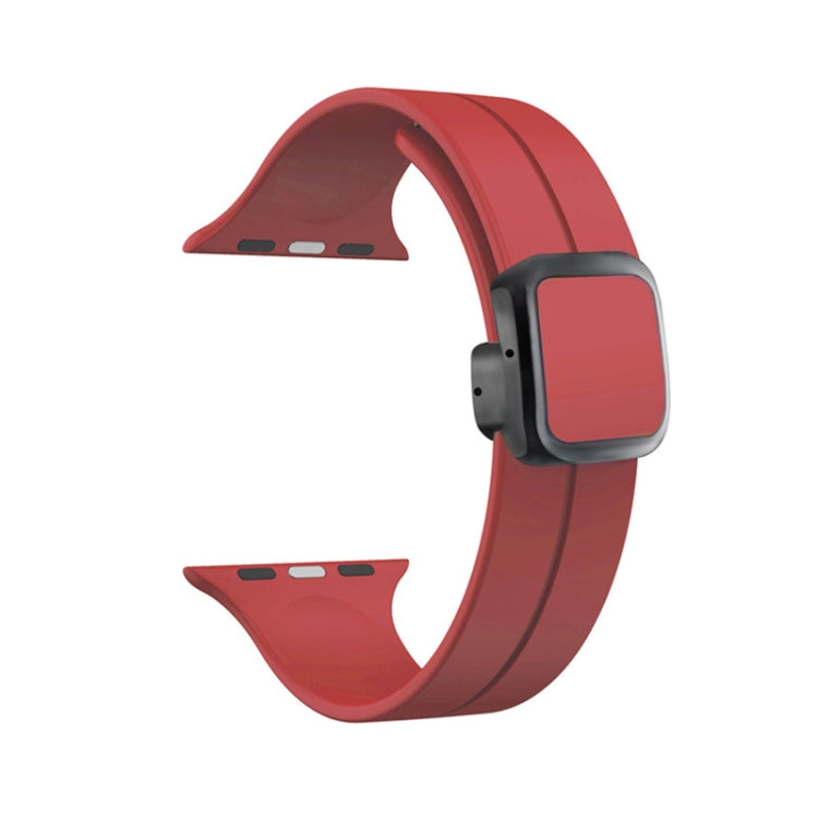 For Apple Watch 42mm Magnetic Square Buckle Silicone Watch Band(Red) - Watch Bands by PMC TechLife | Online Shopping South Africa | PMC TechLife