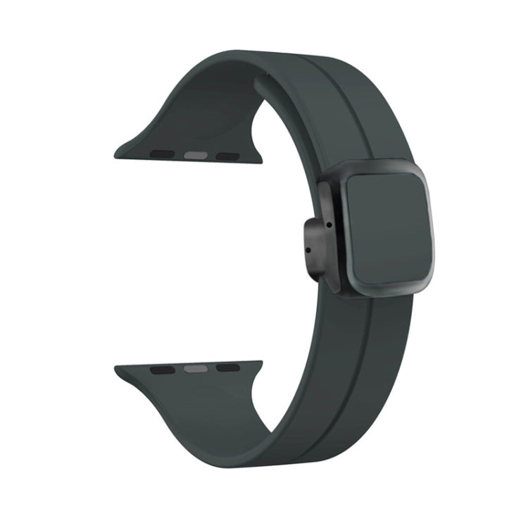 For Apple Watch 42mm Magnetic Square Buckle Silicone Watch Band(Dark Grey) - Watch Bands by PMC TechLife | Online Shopping South Africa | PMC TechLife