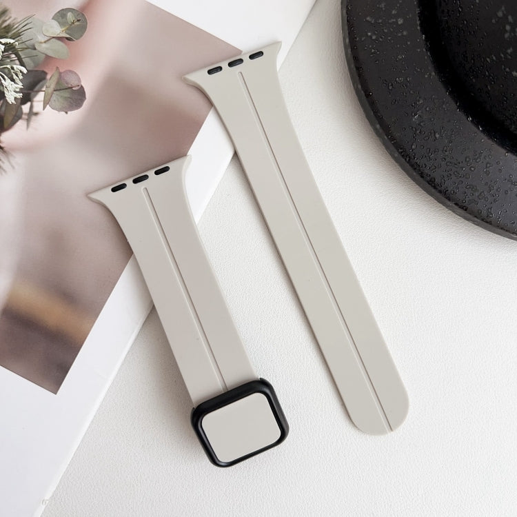 For Apple Watch 42mm Magnetic Square Buckle Silicone Watch Band(Starlight) - Watch Bands by PMC TechLife | Online Shopping South Africa | PMC TechLife
