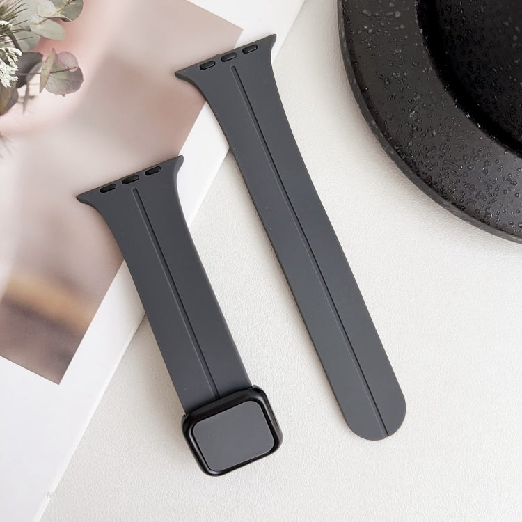 For Apple Watch 38mm Magnetic Square Buckle Silicone Watch Band(Dark Grey) - Watch Bands by PMC TechLife | Online Shopping South Africa | PMC TechLife