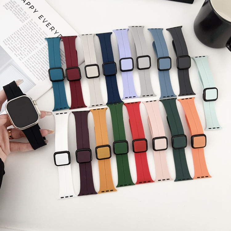 For Apple Watch SE 44mm Magnetic Square Buckle Silicone Watch Band(Cloud Gray) - Watch Bands by PMC TechLife | Online Shopping South Africa | PMC TechLife