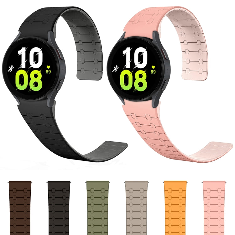 For Samsung Galaxy Watch 6 / 5 / 4 Two Color Loop Magnetic Silicone Watch Band(Khaki+Light Green) - Watch Bands by PMC Jewellery | Online Shopping South Africa | PMC Jewellery