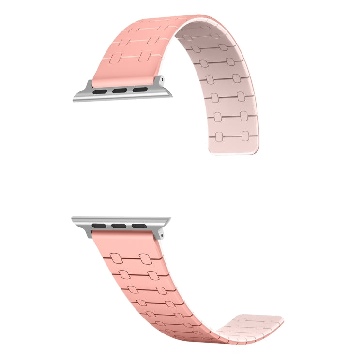 For Apple Watch Series 9 45mm Two Color Loop Magnetic Silicone Watch Band(Peach+Light Pink) - Watch Bands by PMC Jewellery | Online Shopping South Africa | PMC Jewellery