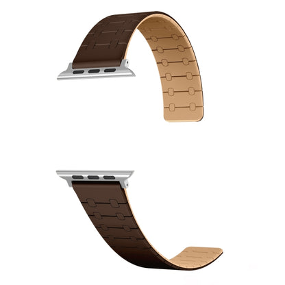 For Apple Watch SE 2022 44mm Two Color Loop Magnetic Silicone Watch Band(Dark Brown+Light Brown) - Watch Bands by PMC Jewellery | Online Shopping South Africa | PMC Jewellery