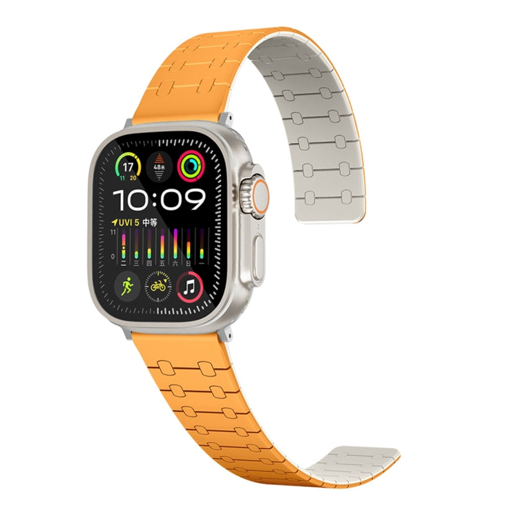 For Apple Watch Series 7 41mm Two Color Loop Magnetic Silicone Watch Band(Orange+Starlight) - Watch Bands by PMC Jewellery | Online Shopping South Africa | PMC Jewellery