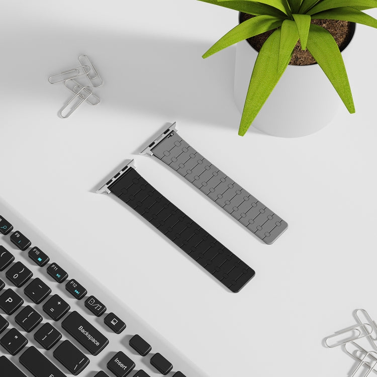 For Apple Watch Series 7 45mm Two Color Loop Magnetic Silicone Watch Band(Black+Grey) - free shipping - PMC TechLife - Order now!